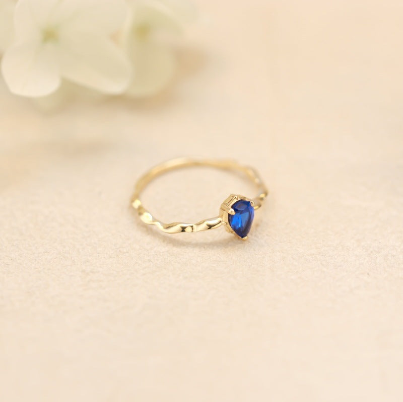 "Ocean Dewdrop" Golden Promise Ring