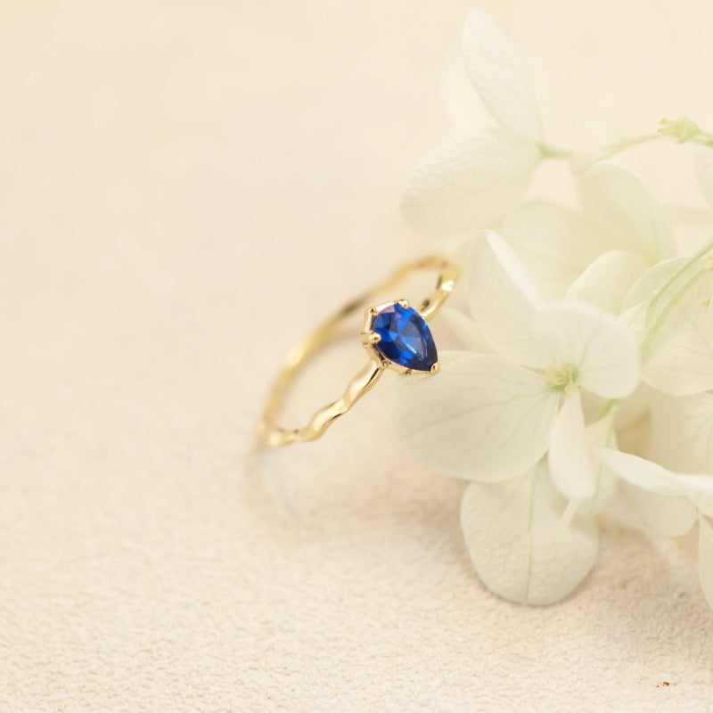 "Ocean Dewdrop" Golden Promise Ring