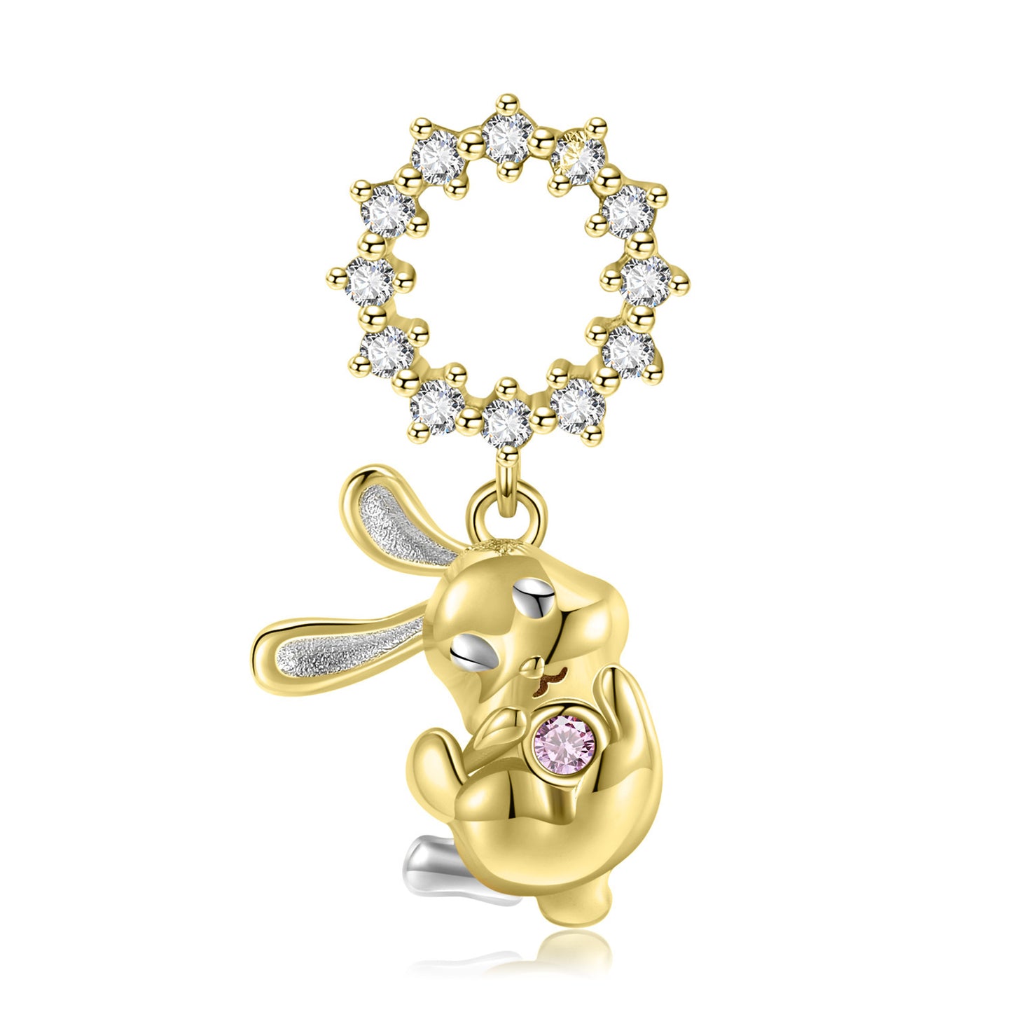Charming Rabbit Pendant Necklace with Sparkling Circle Link