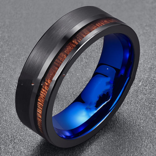 Men’s Matt Carbon-Style Steel Ring
