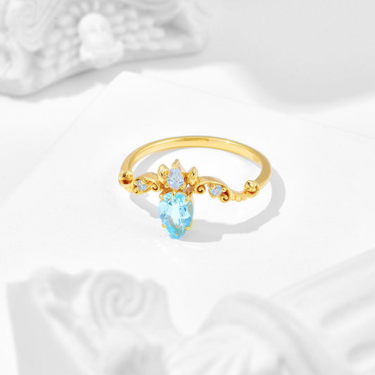 Vintage-Style Blue Teardrop Ring