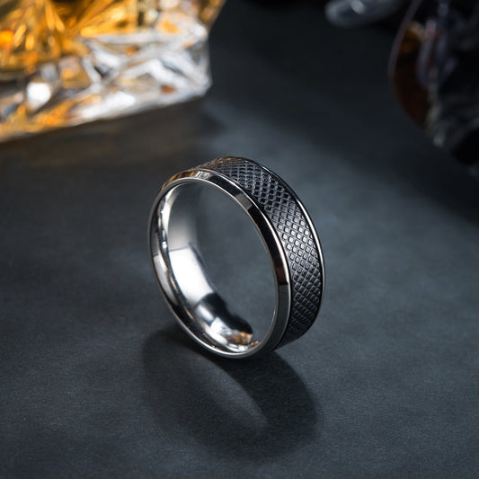 Contemporary Black Inlay Gents' Ring