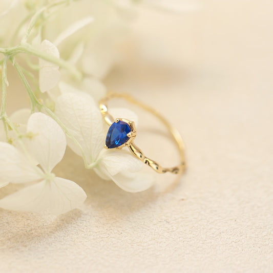 "Ocean Dewdrop" Golden Promise Ring
